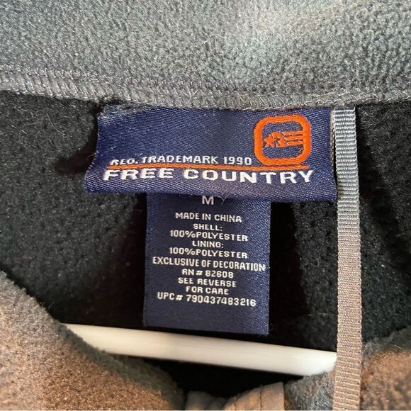 Mens Free Country Brand Full Zip Black and Grey Fleece Jacket Size Medium - Picture 5 of 5